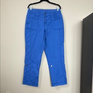 Lane Bryant Women's Blue Cargo Pants Roll Tabs